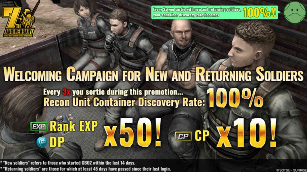 Mobile Suit Gundam Battle Operation 2 7th anniversary welcoming campaign