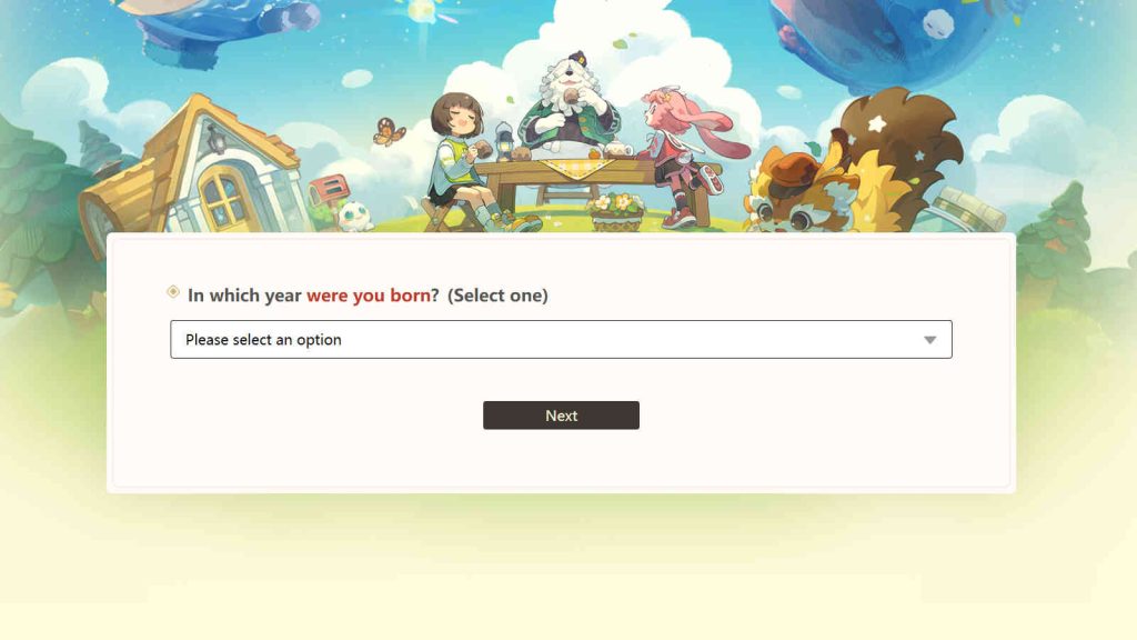 Petit Planet closed beta survey asking for age