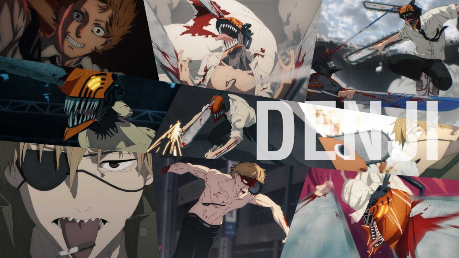 Denji collage featuring stills from Chainsaw Man Season 1 anime