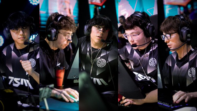 TSM Valorant roster for Ascension 2025 including (from left to right: Alvin "alvinboy" Hong, Anthony "gMd" Guimond, Johann "seven" Hernandez, Timothée "Timotino" Lavigne, and Jordan "vora" Pulwer)