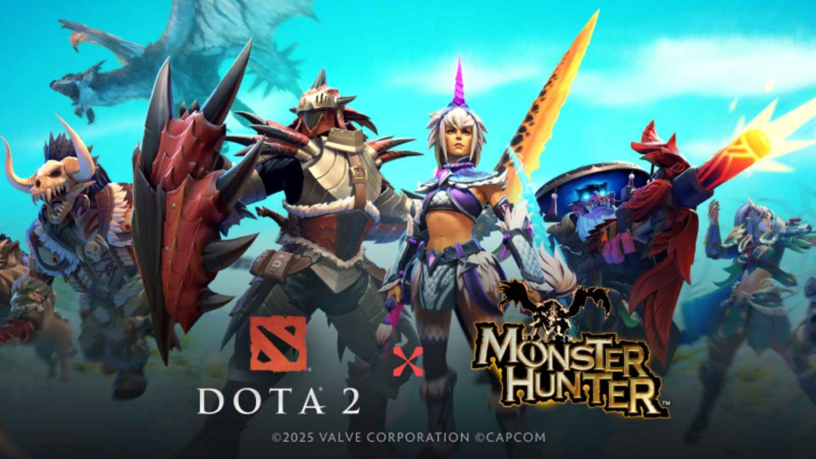 Beastmaster, Dragon Knight, Antimage, Sniper, and Windranger for the Dota 2 Monster Hunter collaboration.