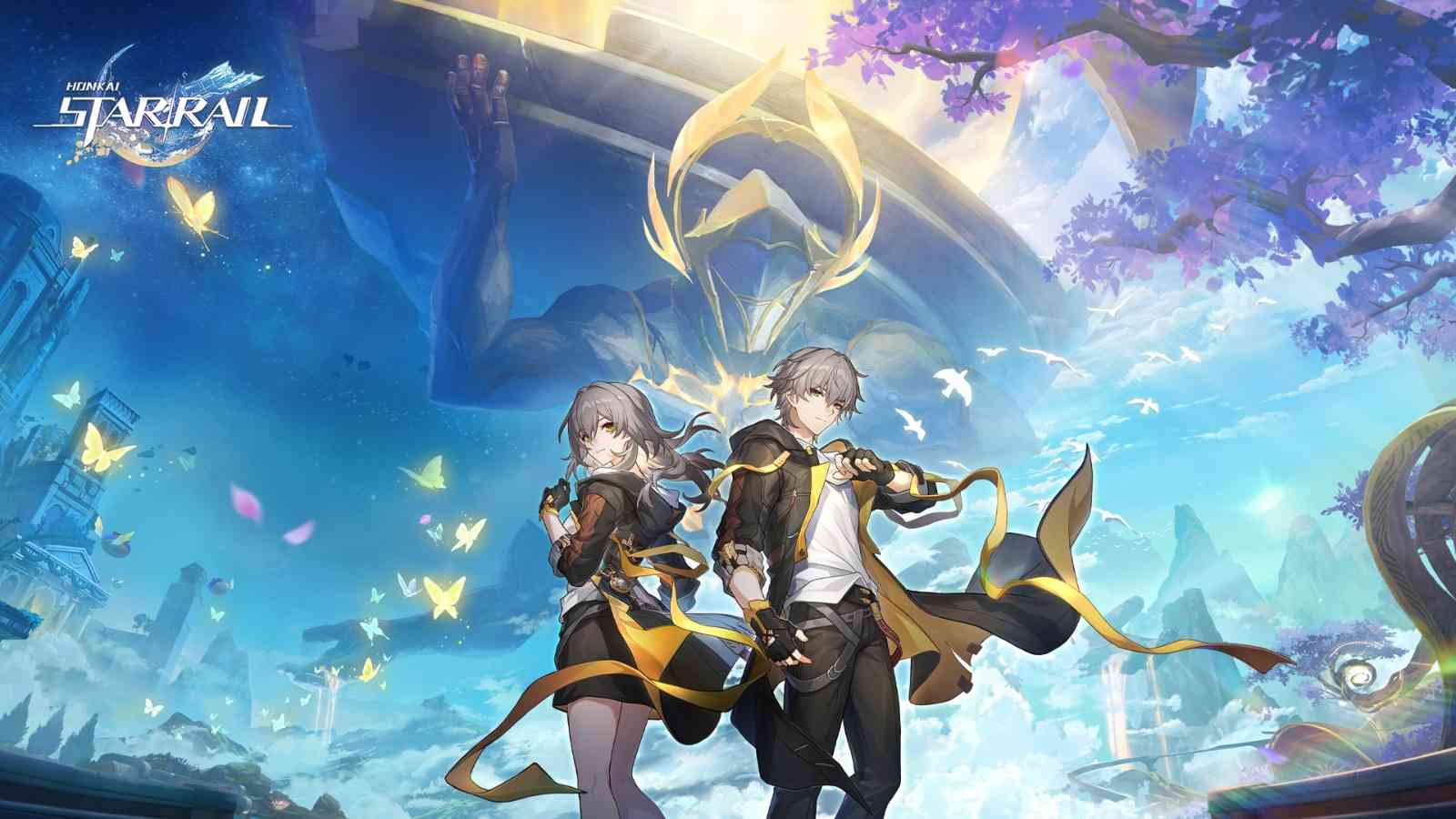 Trailblazers Stelle and Caelus in a teaser photo for Honkai Star Rail's Amphoreus patch.