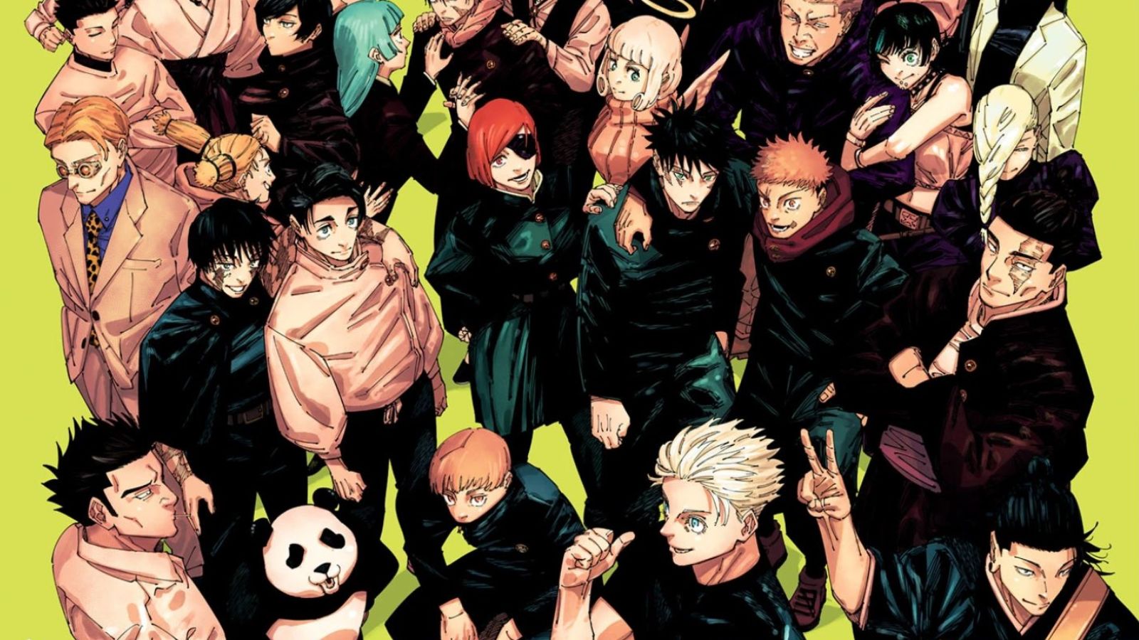 Jujutsu Kaisen manga chapter 271 showing the series cast of characters