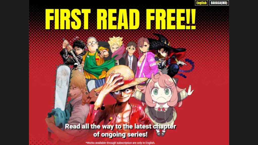 Manga Plus "First Read Free" campaign in Indonesia key visual