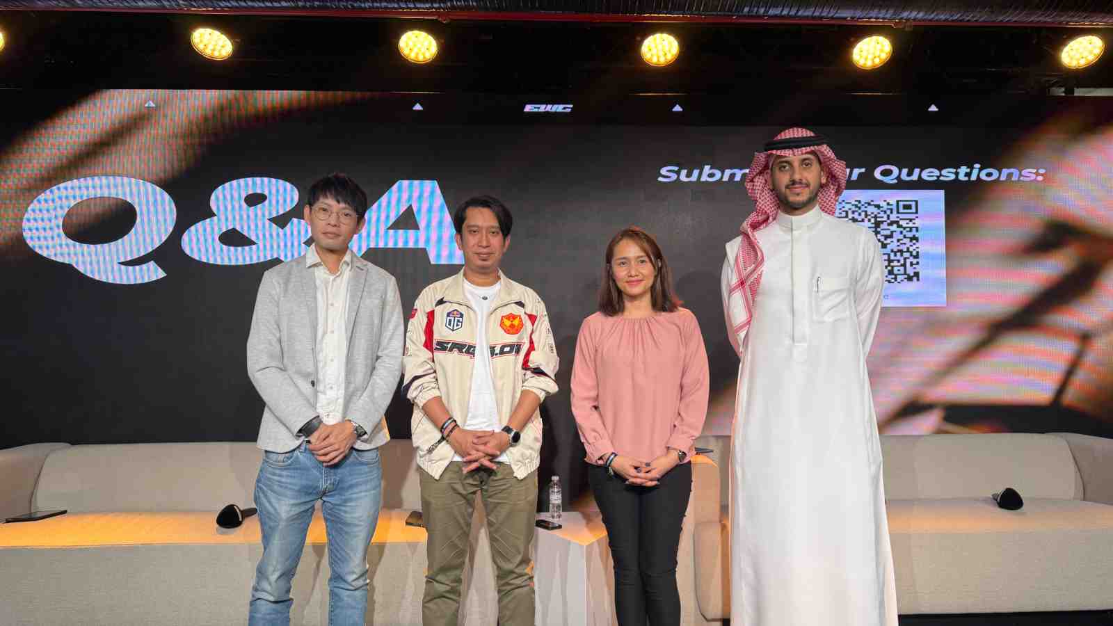 From left to right: Ray Ng, Head of Esports Ecosystem, MOONTON Games; YB Adam Adli, Deputy Minister of Youth and Sports Malaysia; Faisal Bin Homran, Chief Product Officer at the Esports World Cup Foundation; and Atty. Erose Marlon C. Laeno, Chief Legal Officer, Games and Amusements Board Philippines