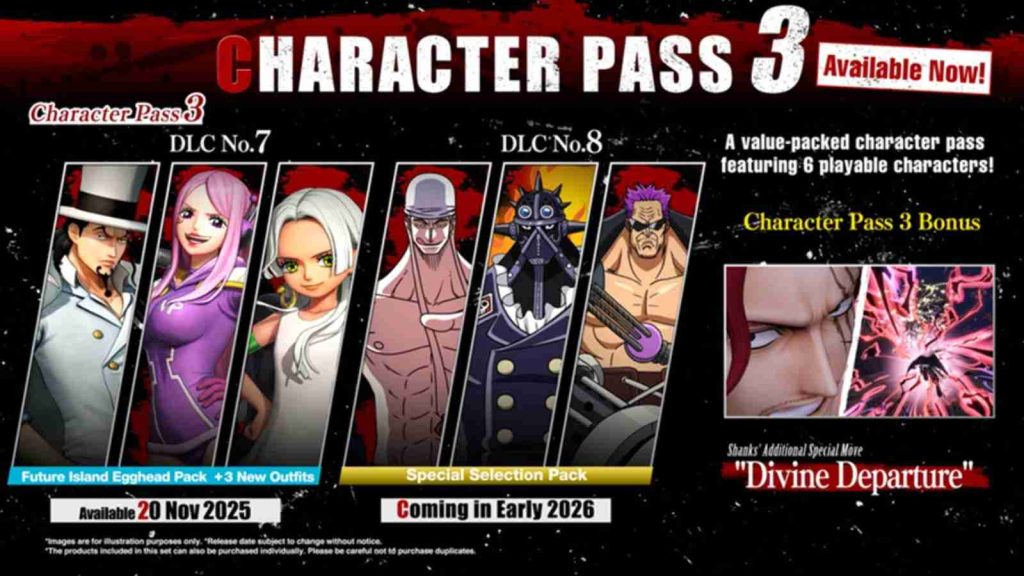 One Piece Pirate Warriors 4 characters Rob Lucci, S-Snake, Jewelry Bonney, Enel, King, and Z.