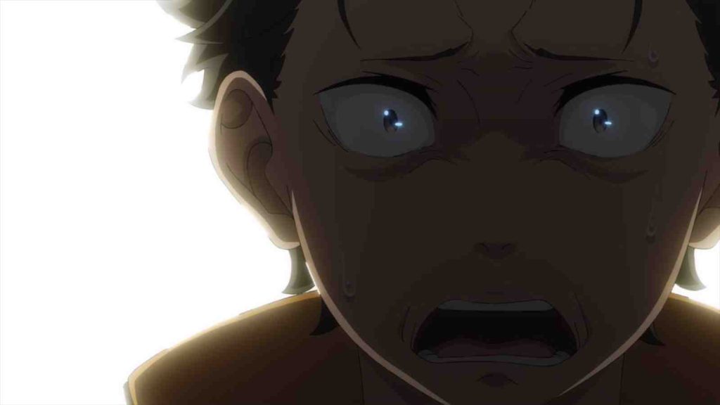 Subaru Natsuki with an emotional facial expression when he was asked if Julius is his friend