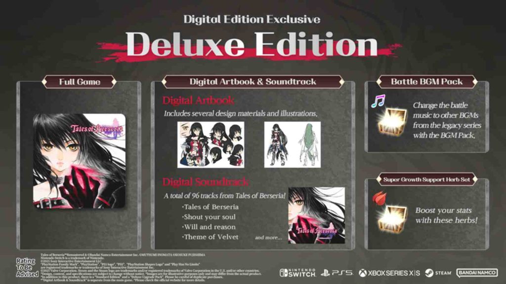 Tales of Berseria Remastered Deluxe Edition contents