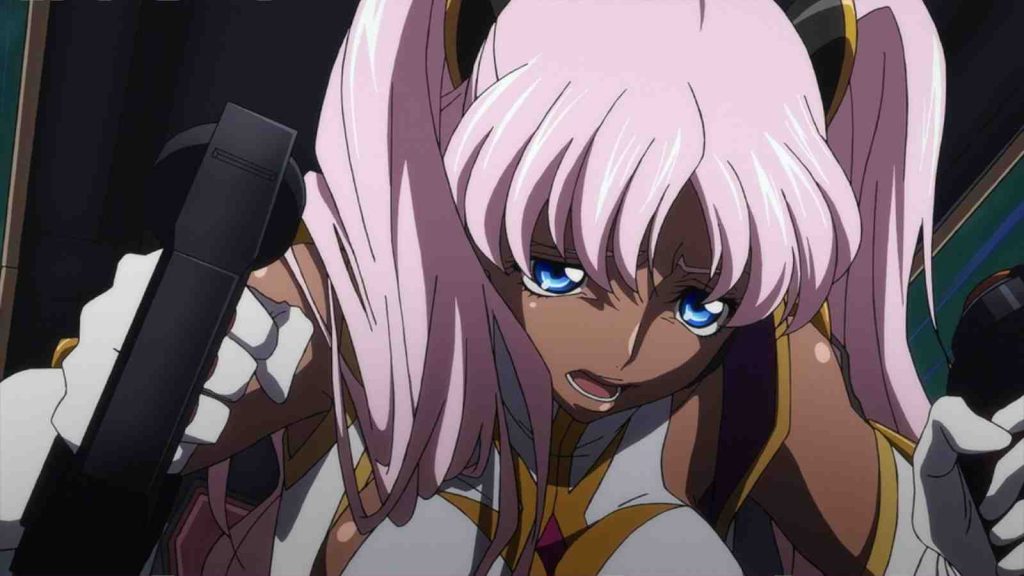 Catherine Sabathra panting in Code Geass: Roze of the Recapture