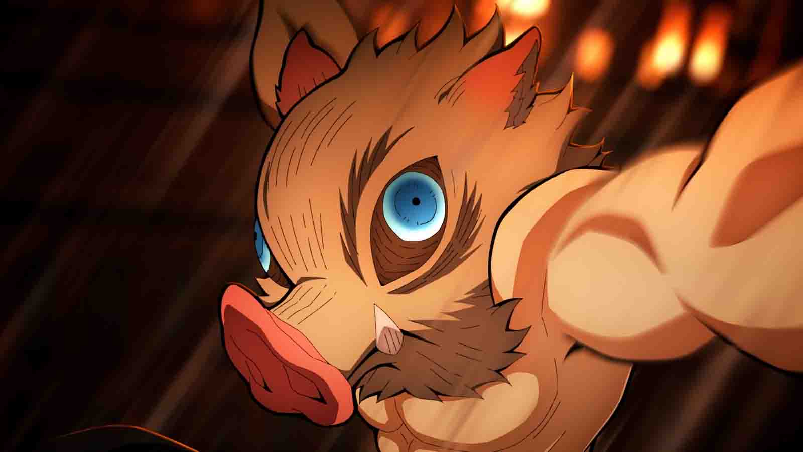 Demon Slayer protagonist Inosuke Hashibira seen falling inside the Infinity Castle movie part 1