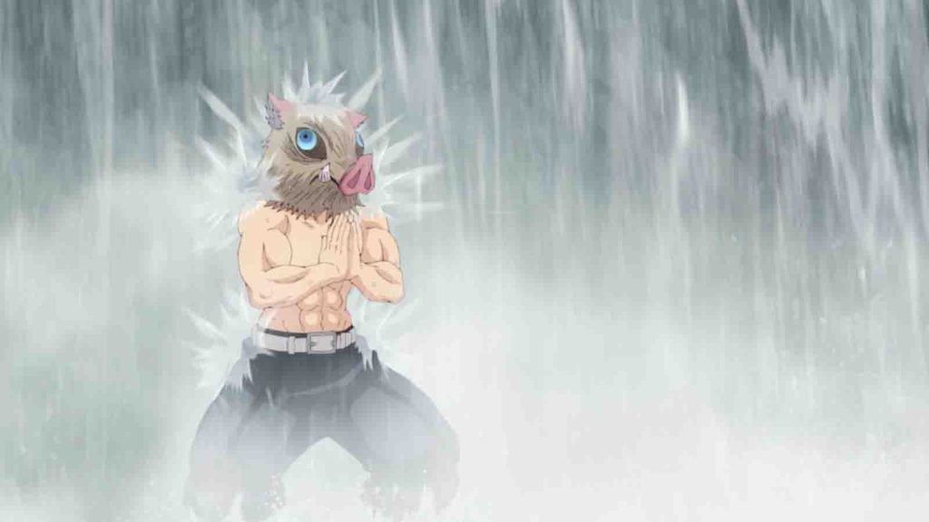 Demon Slayer protagonist Inosuke Hashibira seen in the Hashira Training arc in season 4