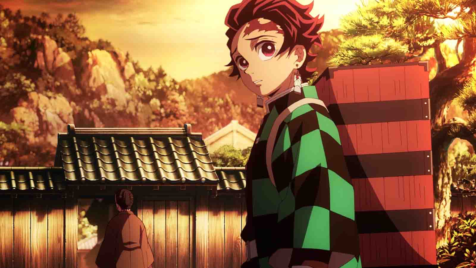 Demon Slayer main character Tanjiro Kamado seen arriving to the Swordsmith Village in season 4