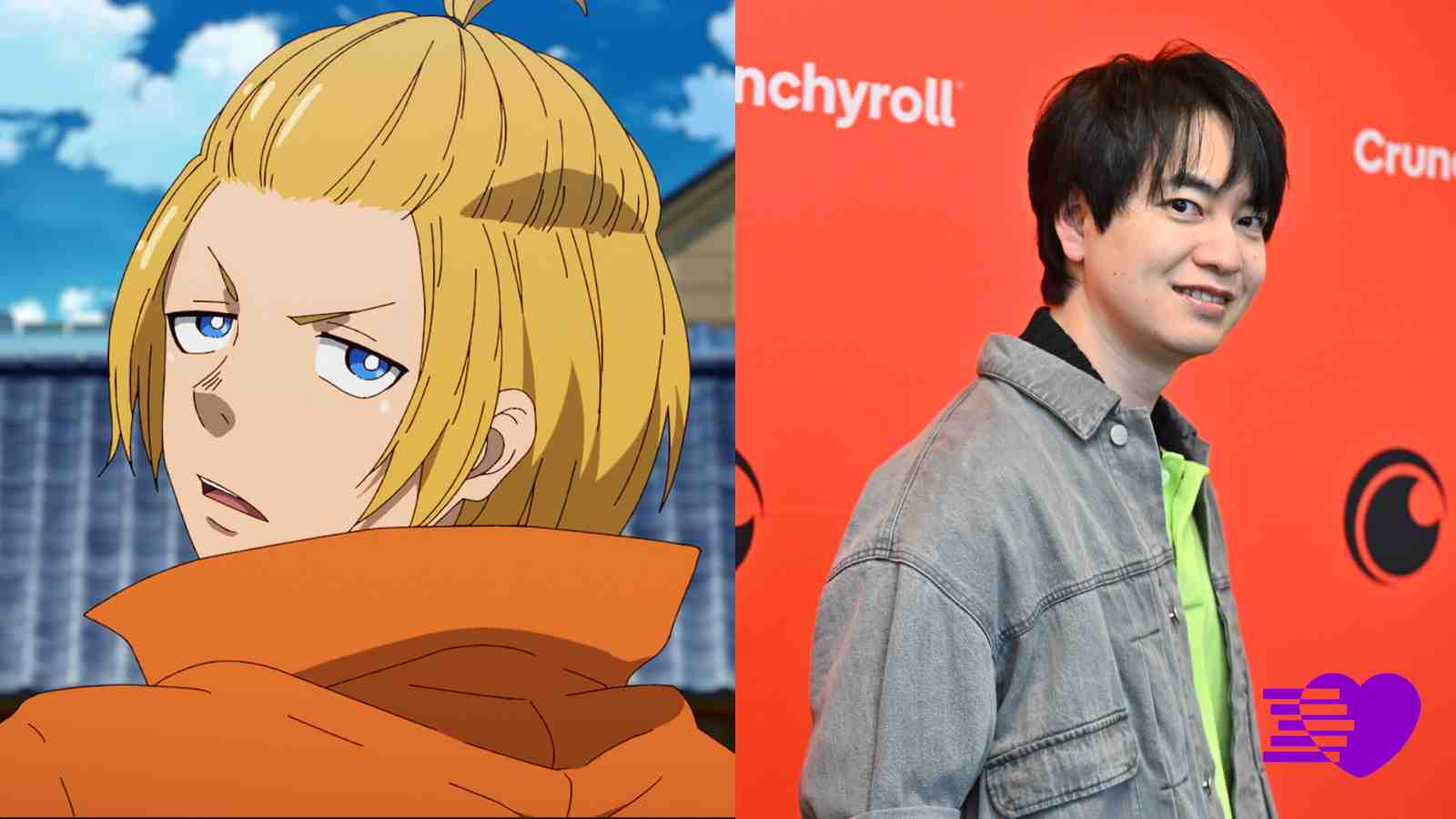 Yusuke Kobayashi at AFA 2025 Singapore next to Arthur Boyle in Fire Force Season 3