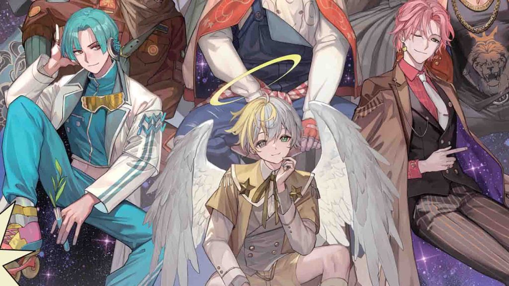 My Beloved Star game characters Aquarius, Gemini, and Libra.