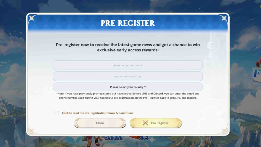 Ragnarok Abyss pre-registration screen