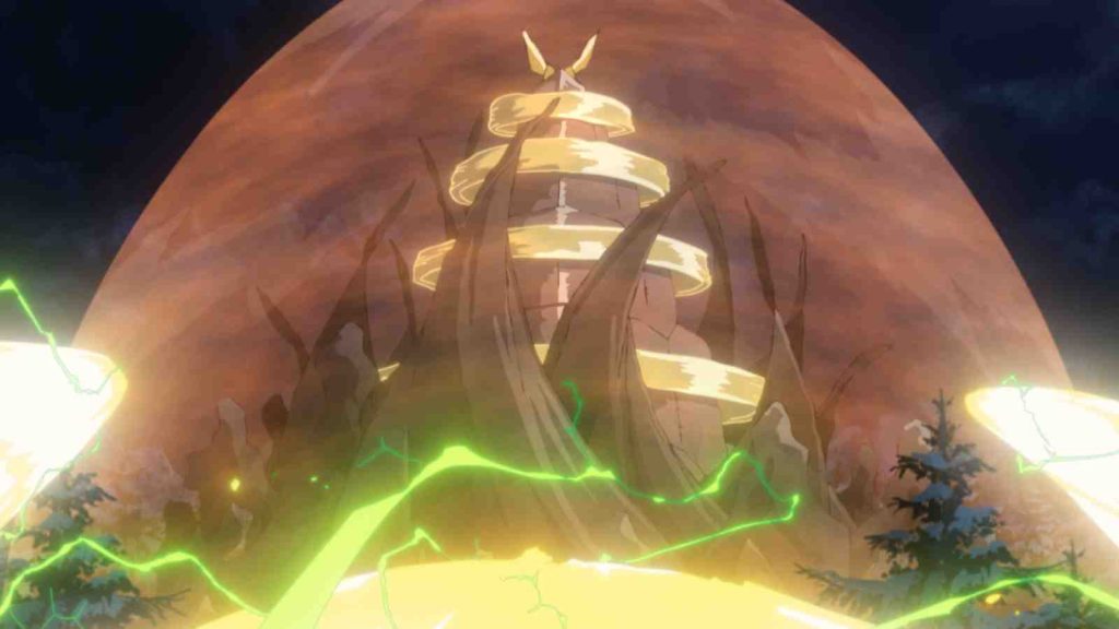 Demon lord appears up from the ground in Sentenced to Be a Hero anime episode 1