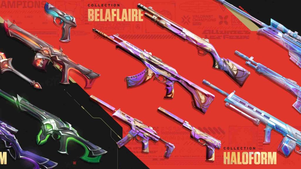 Valorant Act 5 battlepass rewards includes Belaflaire collection and Haloform collection