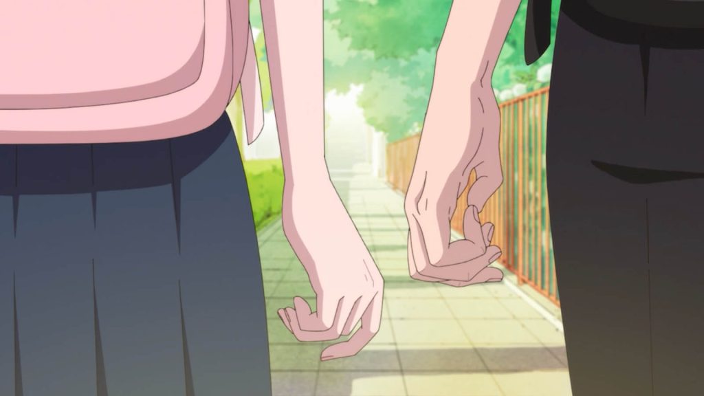 Miyu Suzuki and Yuusuke Tani's hands in You and I Are Polar Opposites anime.
