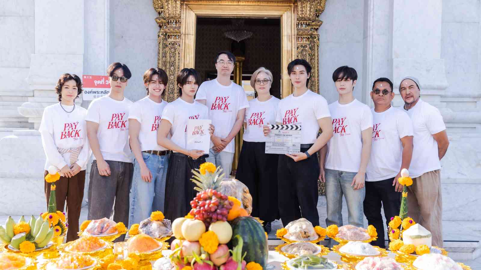 BL series Payback live-action cast and crew posing together after blessings were received to mark the start of production