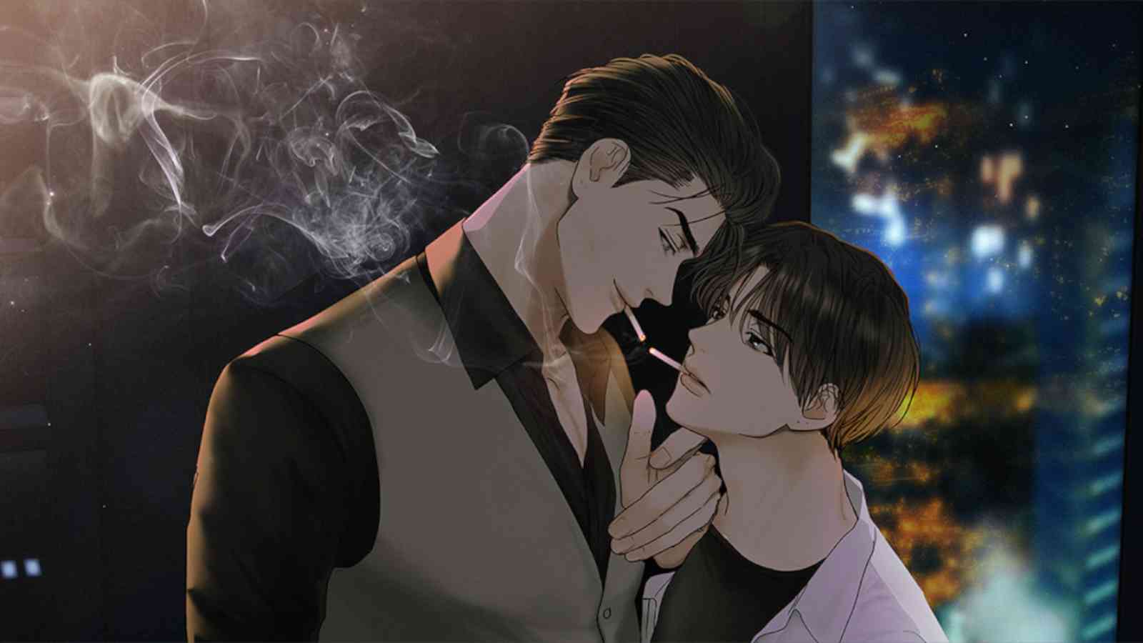 Boys love series Payback Yoon Jay and Lee Yoohan in its manhwa key visual