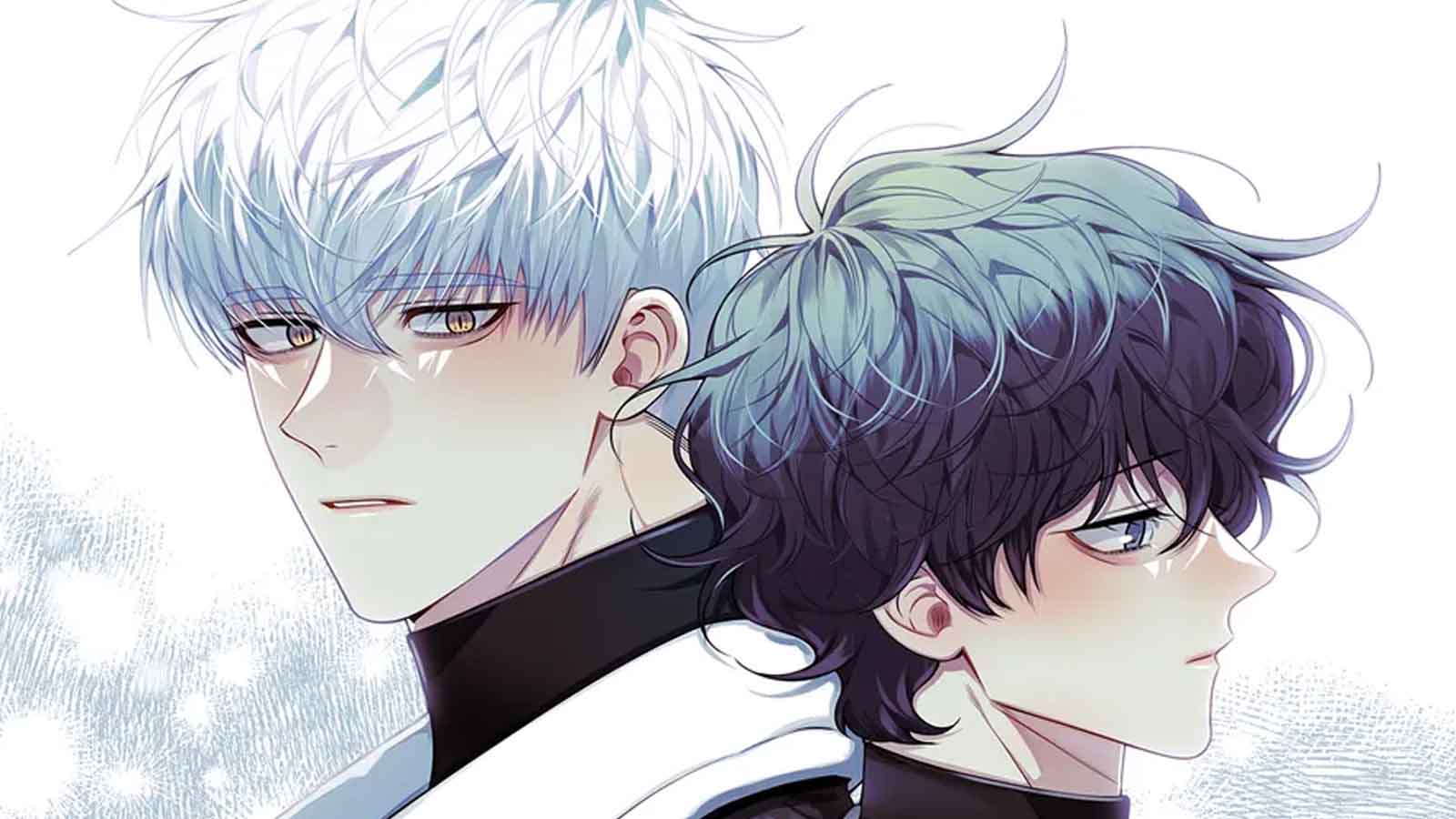 Cherry Blossoms after Winter manhwa official key visual with Seo Haebom and Jo Taesung