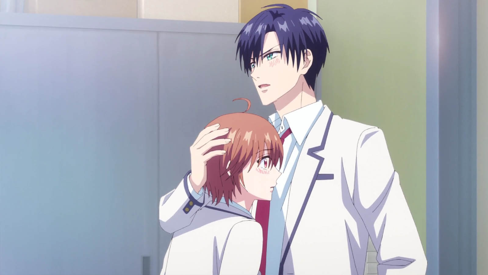Izumi Sano hugging a crying Mizuki Ashiya in the Hana Kimi anime episode 3.