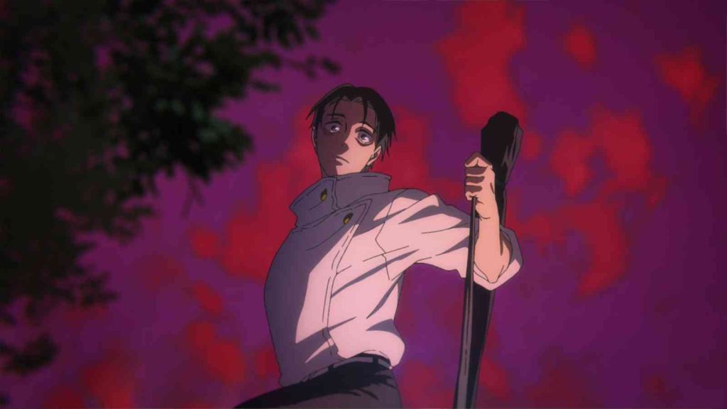 Yuta Okktsu making an entrance and striking a pose in Jujutsu Kaisen Season 3 episode 1