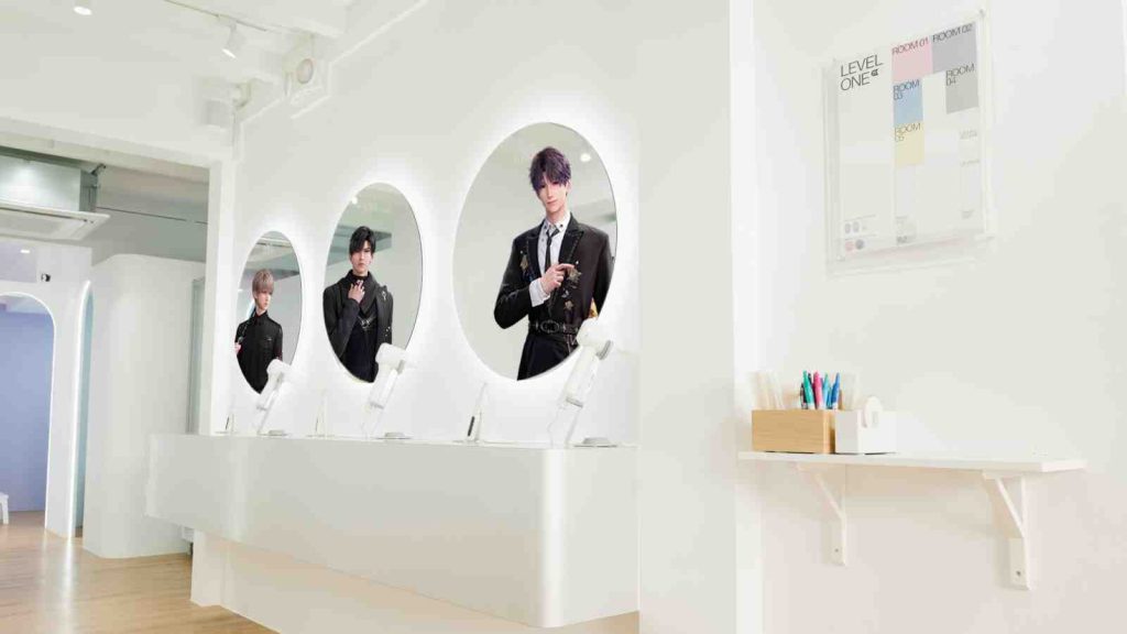 Love and Deepspace x Solace Studios collaboration featuring male leads Xavier, Zayne, and Rafayel on rounded mirrors