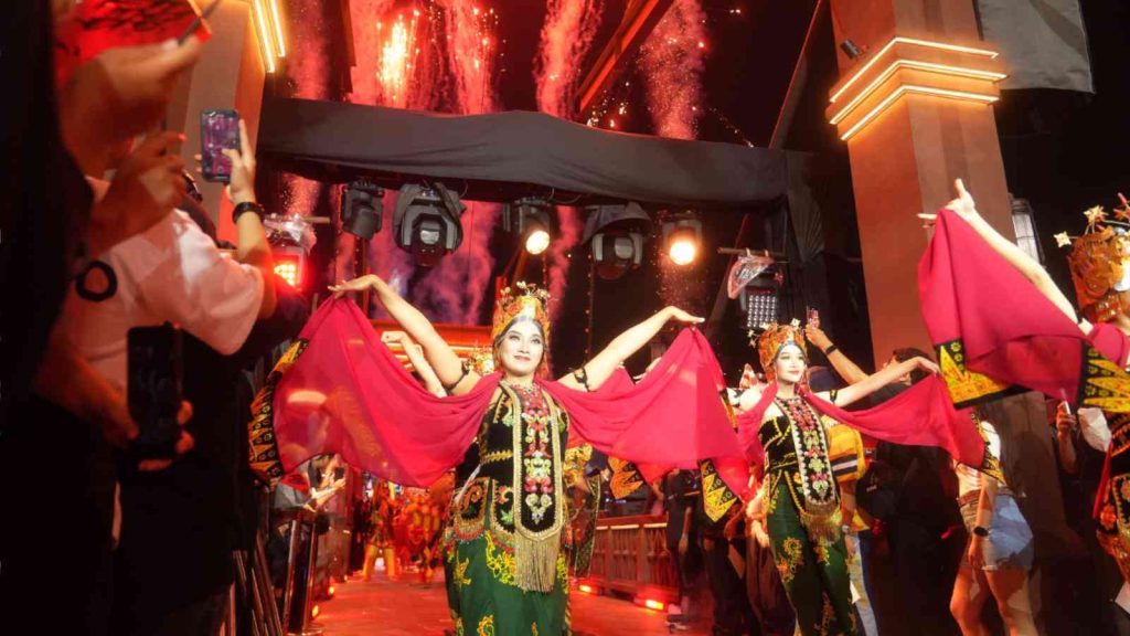 Dancers in traditional attire at M7 Opening Ceremony in Jakarta, Indonesia