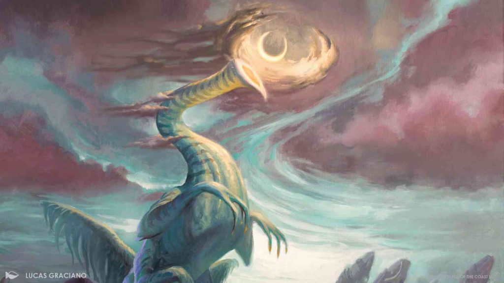 MTG Lorwyn Eclipsed creature lifting its crescent moon up towards the clouds