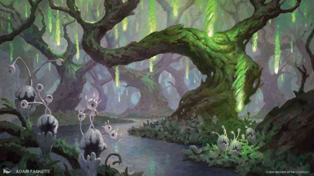 MTG Lorwyn Eclipsed concept art showing a swamp with plant creatures