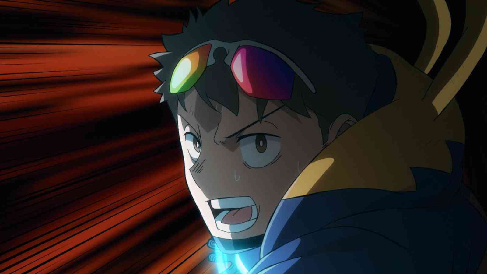 Close up of Koichi's face as he swings into action in My Hero Academia Vigilantes season 2 trailer