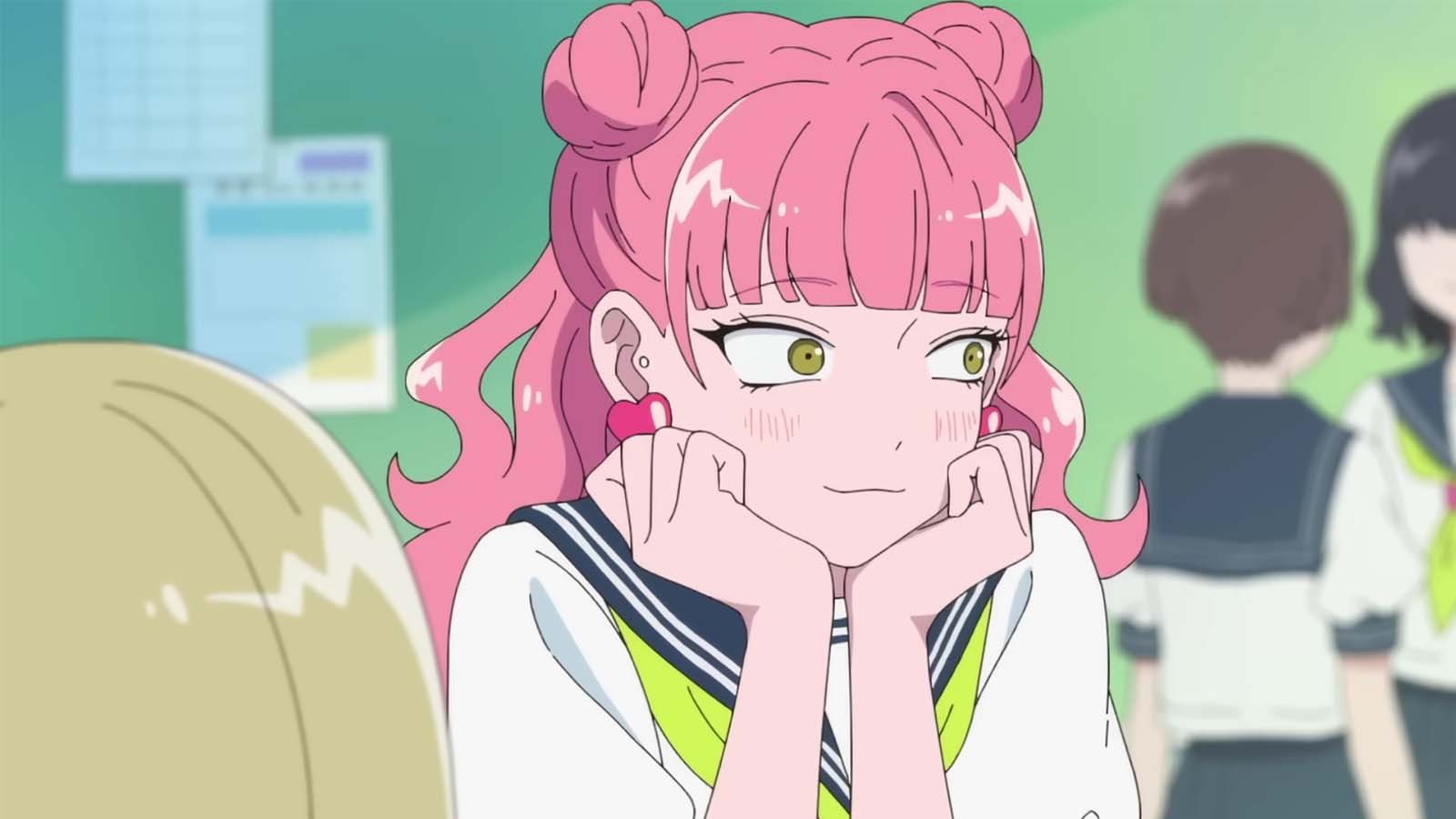 Miyu Suzuki resting her chin on her palms in You and I Are Polar Opposites anime.