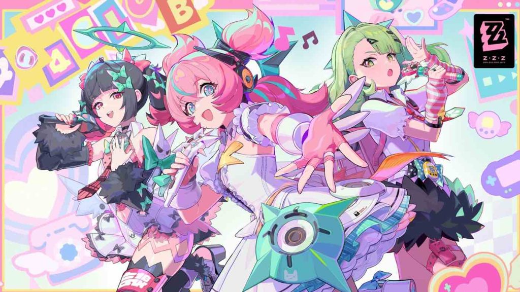 Zenless Zone Zero 2.6 key visual featuring the Angels of Delusion members, Sunna, Aria, and Banging Yu smiling and posing.