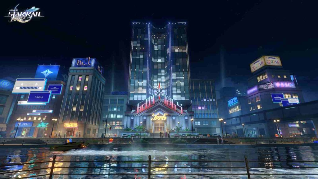 Planarcadia city nightscape view from across the river