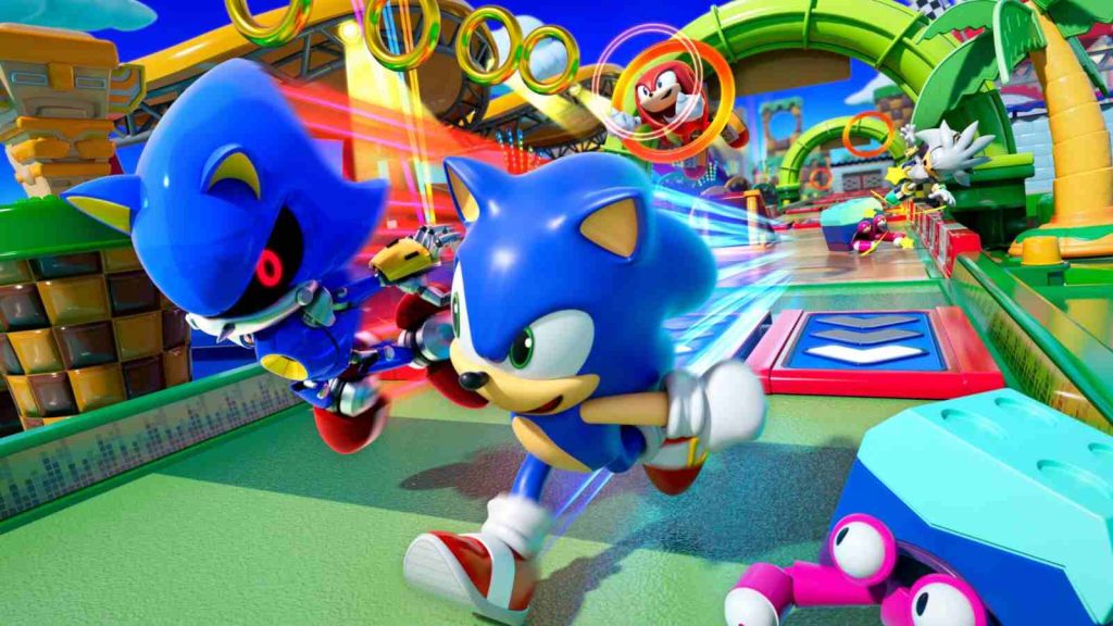 Sonic and Knuckles racing in Sonic Rumble