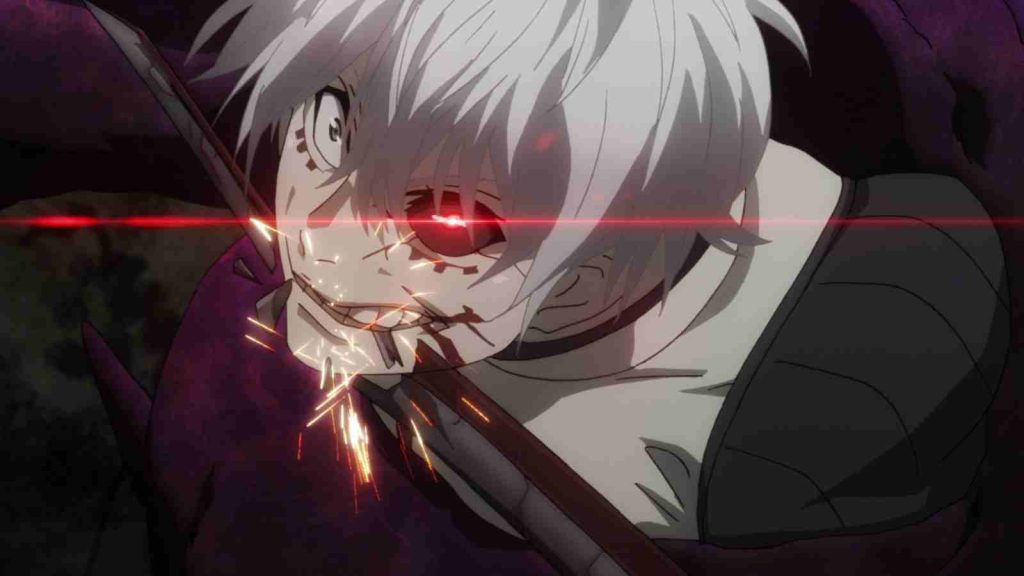 Ken Kaneki bites a sword in half in Tokyo Ghoul:re Episode 24
