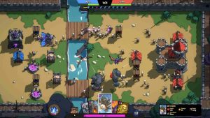 Warena RTS gameplay showing battlefield and cards in play official screenshot
