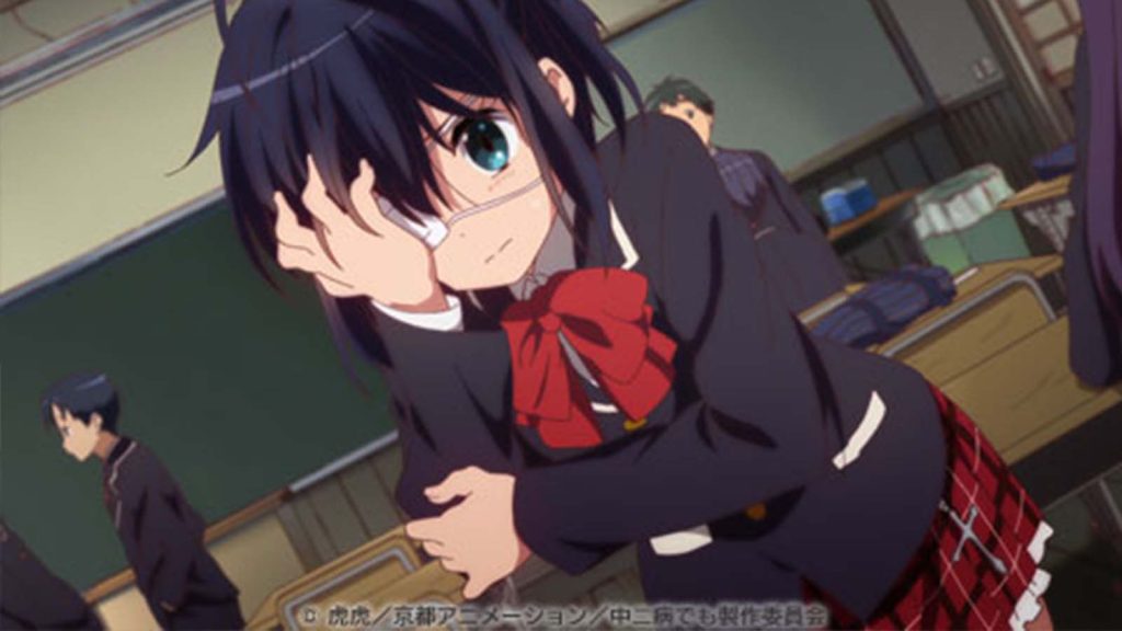 Takanashi Rikka from Chuunibyou Demo Koi Ga Shitai, covering her right eye with her hand.