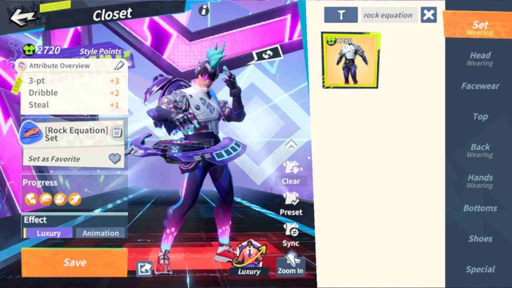 New closet with Rock equation set in Dunk City Dynasty Season 6 Vol 2