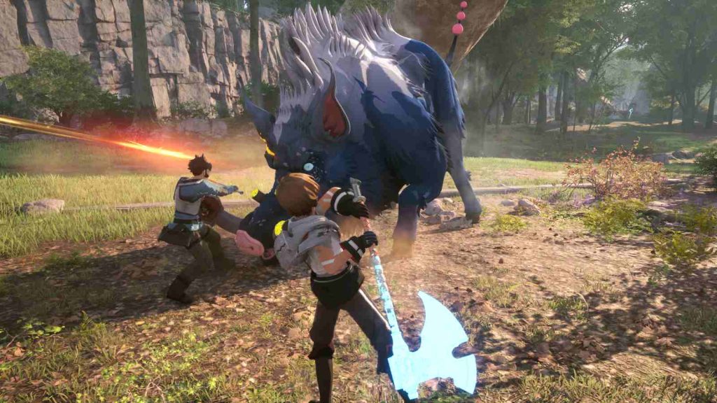 Echoes of Aincrad party versus monster hog in official gameplay screenshot