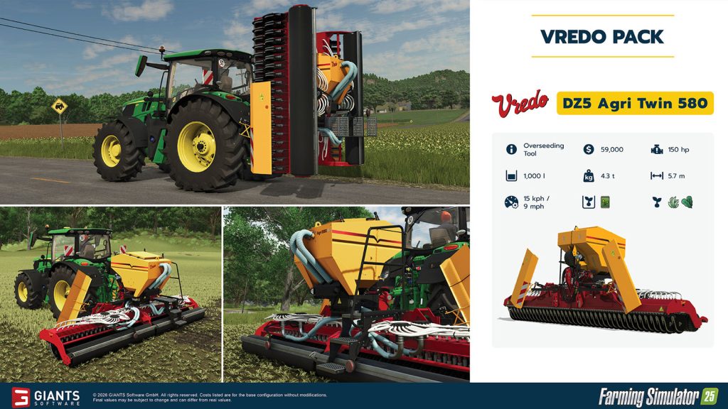 DZ5 Agri Twin 580 available in Farming Simulator 25 Year 2 season pass