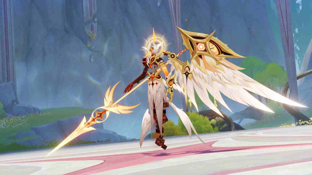 Genshin Impact boss, Watcher: Fallen Vigil, can be found roaming the wilderness around Dornman Port.