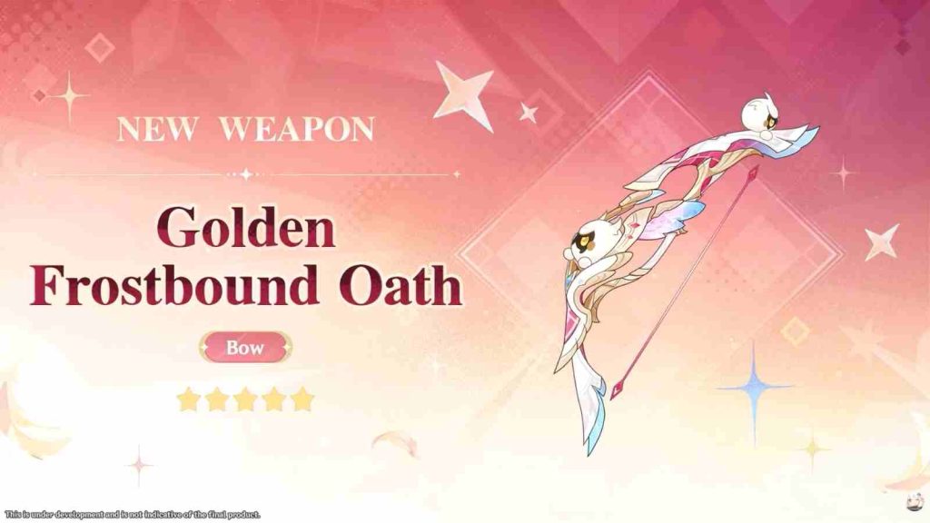 Genshin Impact Luna VI banner phase 1 for Linnea's signature weapon, Golden Frostbound Oath