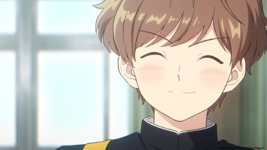 Aiki Hirose smiling while also blushing in Go For It Nakamura-kun!!! anime.