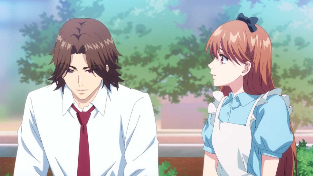 Hana Kimi anime episode 11 showing Mizuki Ashiya and Minami Nanba talking.