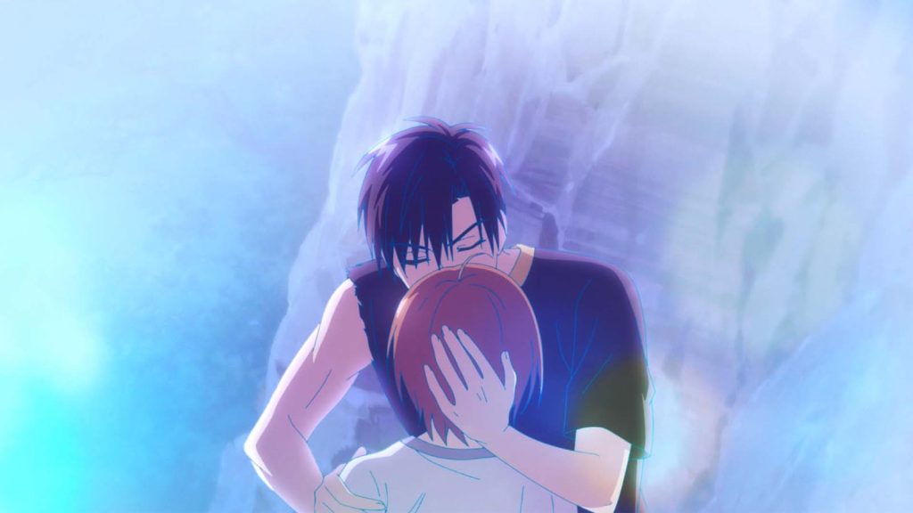 A scene from Hana Kimi episode 9 showing Izumi Sano holding and kissing Mizuki Ashiya.