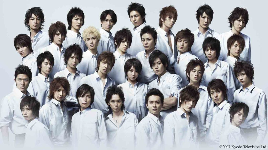 The cast of Hana Kimi - Ikemen Paradise 2007 live-action adaptation starring Horikita Maki as Mizuki Ashiya, Ikuta Toma as Shuichi Nakatsu, and Oguri Shun as Izumi Sano.