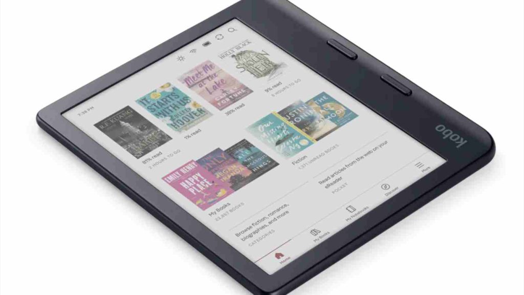 Library of books in Kobo Libra Color
