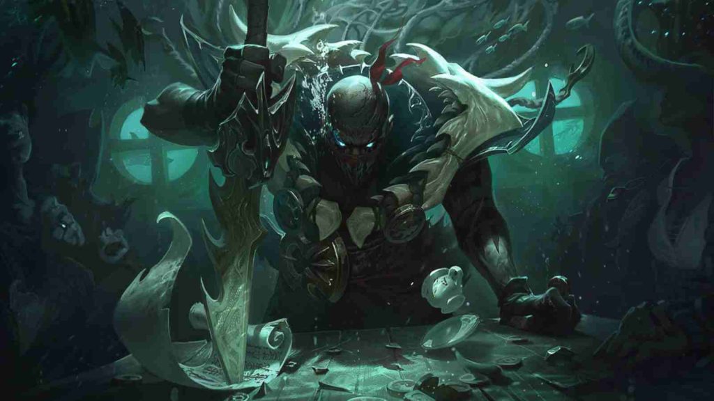 League of Legends assassin champion Pyke base splashart